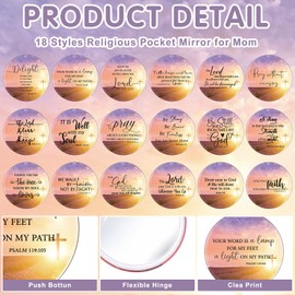 Meanplan 36 Sets Mother's Day Mirrors Christian Gifts Bulk Religious Bible Verse Makeup Compact Mirrors for Women Church, 18 Styles
