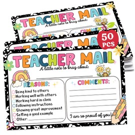 Losyze Preppy Teacher Mail Incentive Postcard Note to Parents, Preschool, Elementary Teacher Supplies,Incentive Cards Classroom Must Haves
