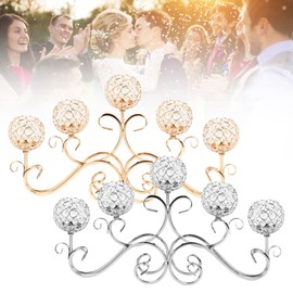 Crystals Candel Holder Tall,5 Head Gold Crystals Candelabra Home Holiday Decorative Centerpiece for Wedding/Home/Event/Thanksgiving Christmas Valentine's Day Party Decoration (Silver)