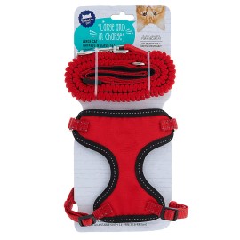Whisker City Large and In Charge Red Cat Harness Leash Set Adjustable Combo