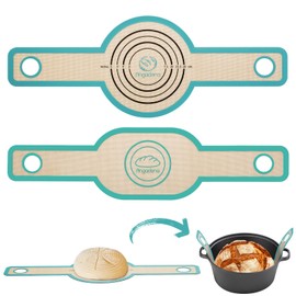 Silicone Bread Sling Oval and Round - Non-Stick & Easy Clean Reusable Oval Silicone Baking Mat for dutch oven. With Long Handles Sourdough Bread Baking mat tools supplier Liner (Aqua Sky)
