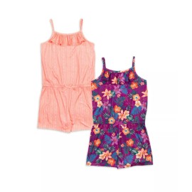 Wonder Nation NWT 2-Pack Girls 14-16 Tank Rompers Tie Waist Floral Tropical Short Set