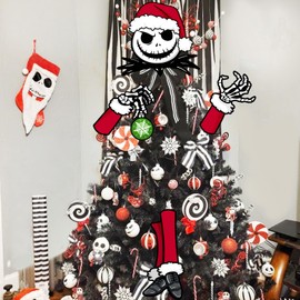 Auirre Jack Skellington - Decoración para árbol de Navidad, Brazos y piernas, decoración de árbol de Navidad con Calavera Espeluznante, decoración Divertida para Interiores y Interiores, Suministros