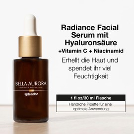 Bella Aurora, Splendor Vitamin C + Hyaluronic Acid + Niacinamide, Radiance and Antioxidant Serum, Anti-Ageing Serum in Vials, Anti-Macchia, Anti-Wrinkle (Dropper 30 ml)