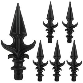 Fence Finials Trident Spear High-Impact Aluminium Alloy Black Finial Fence Topper Post Caps Replacement Part, 6 Pack (0.9inch)