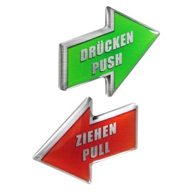 BIKE-label 900158 3D Sticker Aluminium Look Door Sign Arrows Pull Press 63 x 53 mm