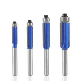 CSOOM Pro 4 Pcs Trimmer Bit, Shaft Diameter 0.2 inch (6 mm), 2 Blade Cutting Router Bit, Door Plate Carving, Decorative Processing, Woodworking, Cutting Tools, CNC Engraving Machine & Milling Lathe