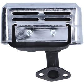 Muffler Exhaust, GX160 Engine Muffler Exhaust Metal Silencer Accessory Set with Washer Fit for Generators Pressure Washersand Water Pumps(Silver)