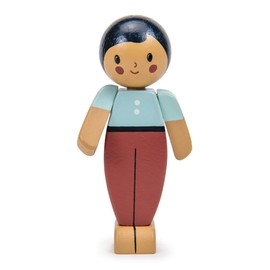 Tender Leaf Toys - We are Family - Almond Father - Eco-Friendly Multicultural Wooden Dolls with Moving Arms - Build Your own Family - Encourages Imaginative Play, Empathy and Social Skills - Age 3+