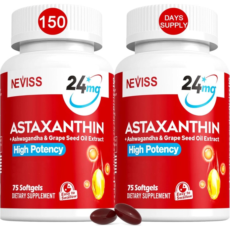 Neviss Astaxanthin 24mg Softgels w/ MCT & Ashwagandha - 150
