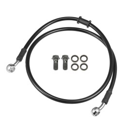 Motoforti Universal Brake Hose Motorcycle ATV Dirt Bike Motocross Braided Hydraulic Brake Line Oil Hose Pipeline, 90cm, Durable, Metal, Black Silver Tone, 1 Set