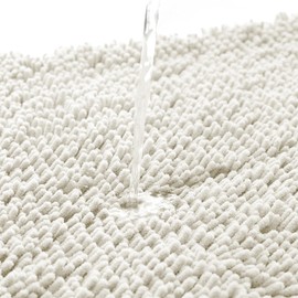 Moonlight Bedding Bath Mat Non Slip Anti Mould - Chenille Shower Mat White 40 x 60 cm Super Absorbent Bathroom Mat Machine Washable Extra Soft Fluffy Bathmat