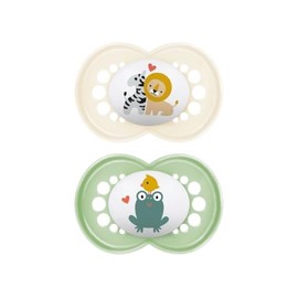 MAM Original Dummy Size 16+ Months, Natural Rubber Teat, Organic Round, with Dummy Case, Neutral