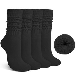 Justay 4 Pairs Slouchy Socks for Women, Wool Scrunch Slouch Winter Boot Long Thick Crew Cotton Gifts