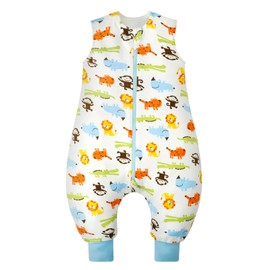 Baby Sleeping Bag 1.0 Tog With Legs, 100% Cotton Sleeveless Baby Sleep Sack Toddler Wearable Blanket For Boys and Girls, 80cm/2-3 Years