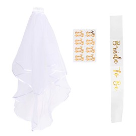 Naler Bachelorette Party Bride to Be Kit Bridal Shower Favors Sash Veil with Comb Gold Temporary Tattoos Hen Party Accessories