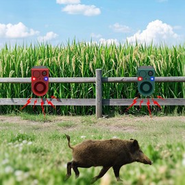 Solar Motion Sensor Alarm Outdoor - Support Recording&±Volume, Ultrasonic and Barking Dog&Gunshot Sound Sound, 129db*2 Loud Speakers, Motion Detector Alarm Strobe Light with USB and Remote Controller