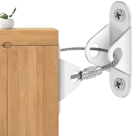 HOTUT Anti-tilt Furniture Straps,6PCS Metal Furniture Strap Anti Tip Furniture Anchor,Wardrobe Wall Fixing Baby Safety Kit for Baby Proofing,Pet Protecting,Cabinet,Secure Bookshelf,Dresser(White)