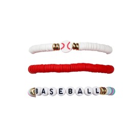 MMIUAEG Football Baseball Baskeyball Volleyball Bracelet for Women Stretch Clay Beaded Rugby Football Bracelet Colorful Clay Beads Game Day Bracelet Set-Baseball