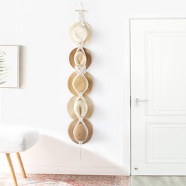 Tassels Hat Hangers Hat Rack for Wall Cowboy Hat Hanging Display Hand Weaving Bobo Hat Holder Decor for Wide Brim Hats Hats (White, 250CM)