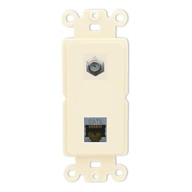RiteAV - Coax Cat6 Shielded Port Wall Plate Decorative (Rocker) [Light-Almond]