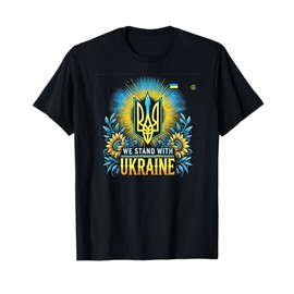 We Stand With Ukraine - support pride love Ukrainian flag T-Shirt