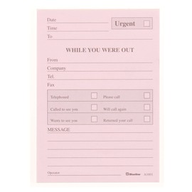 Blueline Telephone Message Pad While You were Out Format 50 Sheets Pink English 3-1/2-Inchx5-Inch (A1601)