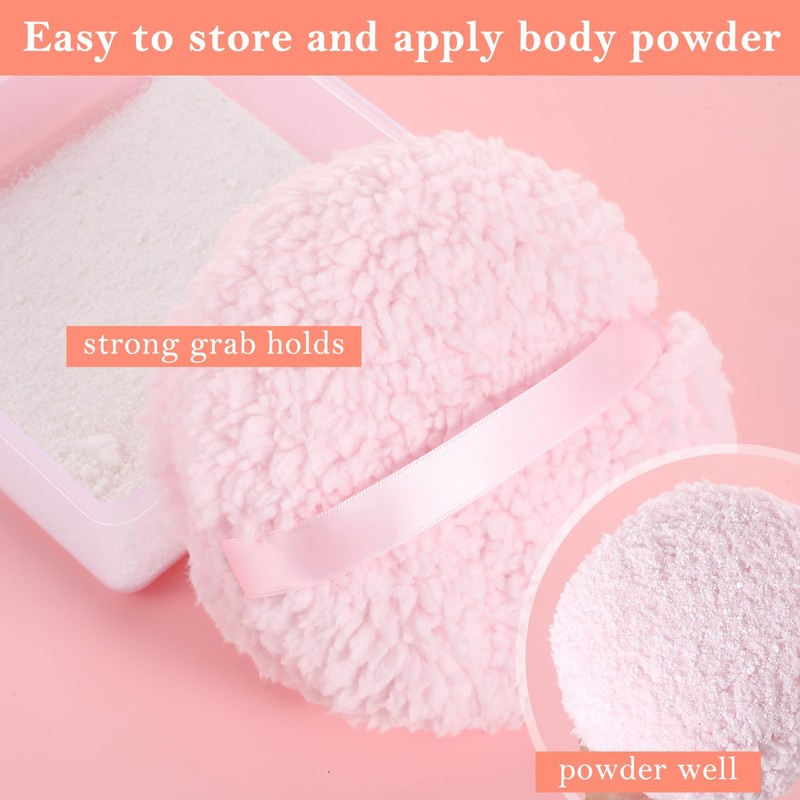 Body Powder Puff, 6" Large Powder Puff with Container Oversize