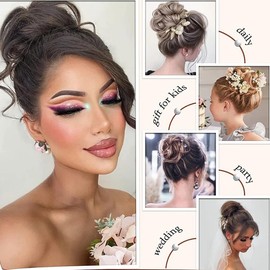 Synthetic Hair Bun Scrunchy Wavy Curly Messy Chignons Hair Scrunchies Extensions Hair Piece Wrap Ponytail Hair Tail Updo Fake Hair Bun Hairpiece (33#, Set of 2)