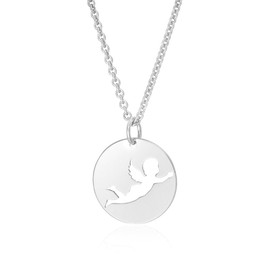 MATERIA by Matthias Wagner Women's Necklace 925 Silver with Angel Pendant Rhodium-Plated Gold-Plated, Sterling Silver