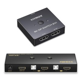 HDMI KVM Switch 2 Port + Displayport Switch 2 in 1 Out