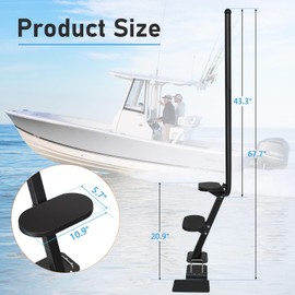 RYFT 3-Step Boat Trailer Step, with Anti-Slip Surface, Safety Handle, Stainless Steel Bolts - Universal Tongue Mount, 500lbs Capacity, Adjustable Base for Most Trailers & Boats