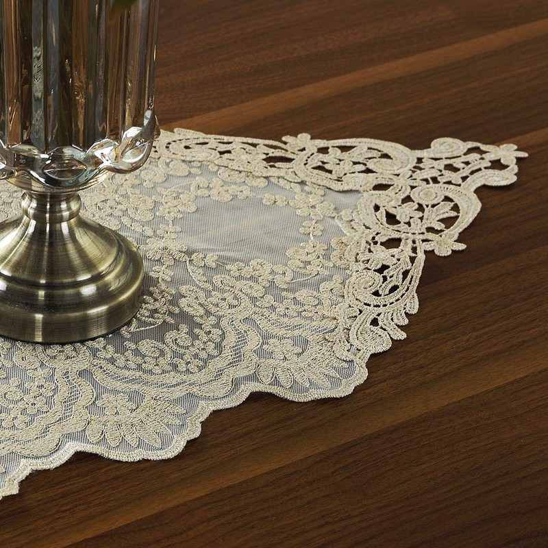 ARTABLE Camino de mesa rectangular de macramé de encaje bordado