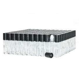 1/3oz plain roll on glass bottles with roller and black caps- 144 PACK; Essential Oils Roll On Bottle; Perfume Roller Bottles; Refillable Clear Glass; Deodorant Bottles