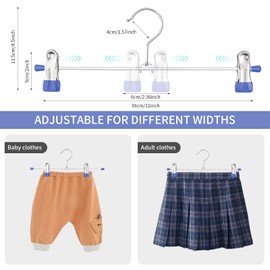 Cimlord 50 Pack Pants Hangers with Clips Skirt Hangers for Women Shorts Hangers Heavy Duty Metal Clothes Hanger for Closet Space Saving Non Slip Trousers Hanger Jeans Hanger for Men,Blue,12 Inch