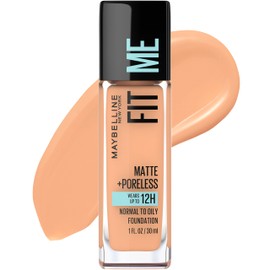 MAYBELLINE Fit Me Matte y Poreless Liquid Foundation Makeup, Classic Beige, 1 fl. oz. Oil-Free Foundation, 1 Pieza
