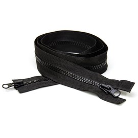 CRLLDPM 1 x zip in black, 70 cm, long spiral zip, #8 zip, 2-way separable, black zip, for jackets, bags, bed linen (black)