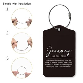 ZFQ Journey Definition Luggage Tags for Suitcases,Black 2 Pack Baggage Tag Label with Steel Loop,Handbag School Bag Backpack Traveling Accessories,Travel Gift