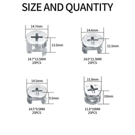 100 Pcs Cam Lock Fittings, Furniture Cam Lock Nut Connectors Screws Fasteners Set for Furniture Drawer Wardrobe Cabinet Connectors Panel Connecting(4 Sizes)