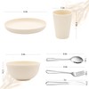 36pcs Wheat Straw Dinnerware Sets, Unbreakable Reusable Kitchen Cups Plates