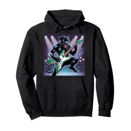 Kids Black Panther Playing Guitar Rock Star Rock and Roll Pullover Hoodie