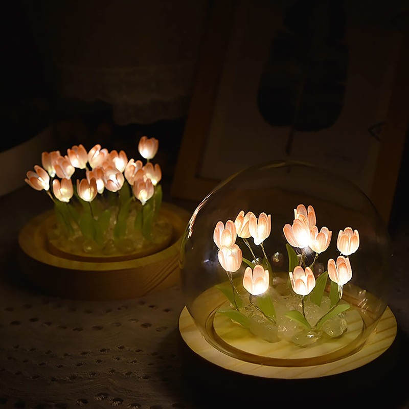 DINOWIN Tulip Lamp, Table Night Light DIY Kit, 13 Pcs,