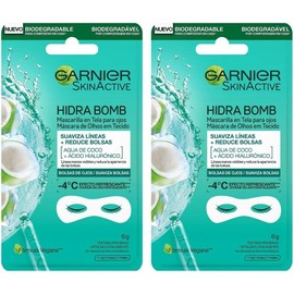 Garnier Skin Naturals Face Mascarilla facial en tela para ojos anti ojeras con coco hidra bomb de garnier, 1 pza Coco (Paquete de 2)