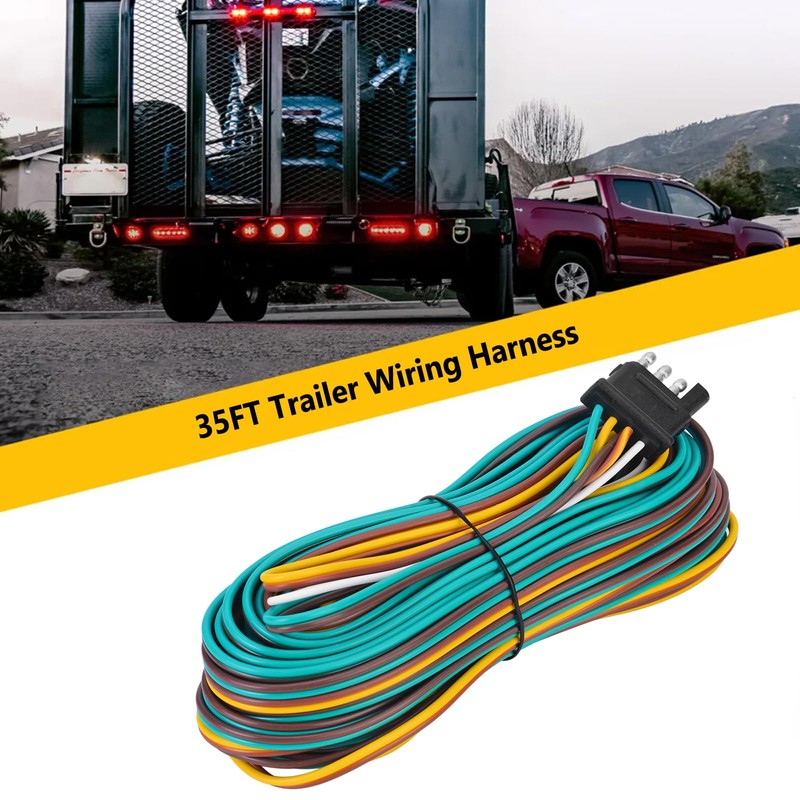 VINAUO 35FT Trailer Wiring Harness Kit, 4 Wire, Color Coded