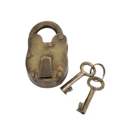 GLOBEDECOR 3"H ANTIQUE LOCK OLD STYLE WITH KEYS PADLOCK & KEYS PIRATE LOCK VINTAGE LOCK