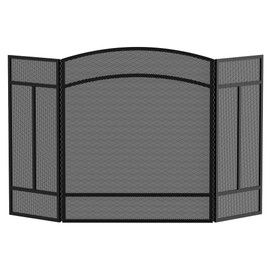 Fire Beauty Fireplace Screen 3 Panel Wrought Iron 48"(L) x 29"(H) Spark Guard Cover(Sanded Black)
