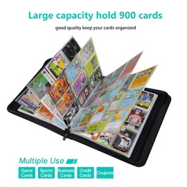9-Pocket TONESPAC 900 Cards Binder Compatible with Trading Cards, Storage Case with Removable Sheets for Sports Baseball Cards Cards Collection Black