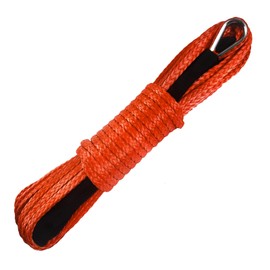 TOUGH 1/4" x 50 ft 10,000LBs Synthetic Winch Line Cable Rope with Black Protecing Sleeve for ATV UTV Winches Truck Boat (Orange, 1/4" X 50 Ft)