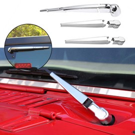 Windshield Wiper Blades Trim Cover,Front & Rear Window Wiper Arm Blade Kit Decoration Accessories for Jeep Wrangler JK JKU 2007-2017 (Chrome)