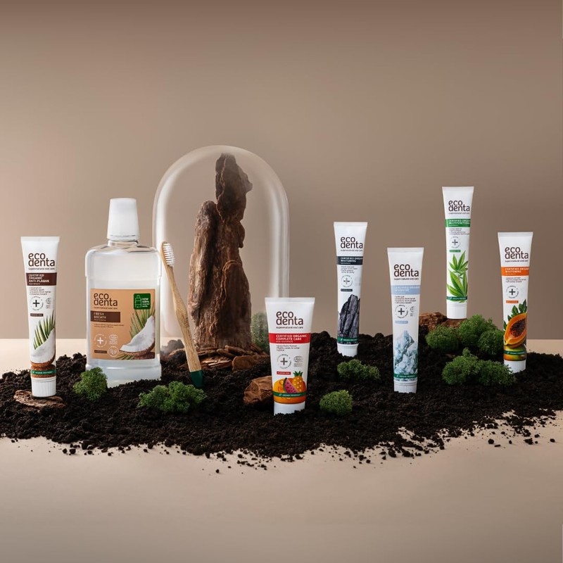 ECODENTA Zertifizierte Organische Zahnpasta zum Aufhellen mit Passionsfruchtgeschmack und Enzymen
